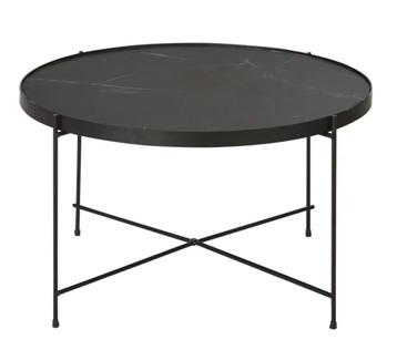 NIEUW - Zwarte ronde salontafel met marmereffect 71 cm beschikbaar voor biedingen