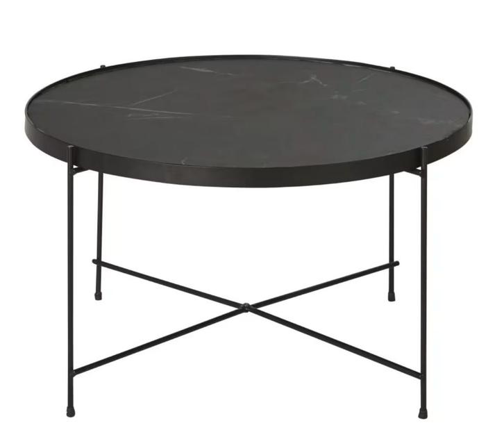 NIEUW - Zwarte ronde salontafel met marmereffect 71 cm, Huis en Inrichting, Tafels | Salontafels, Nieuw, Minder dan 50 cm, 50 tot 100 cm