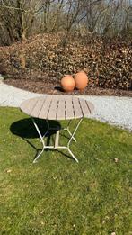 Houten tuintafel met ijzeren onderstel, Ophalen, Zo goed als nieuw