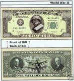 USA 1 Million Dollar bankbiljet 'World War II' - Patton -UNC, Envoi, Billets en vrac, Amérique du Nord