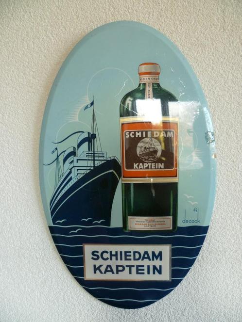 GLACOIDE RECLAMEBORDJE"SCHIEDAM KAPTEIN JENEVER"UIT 1949, Verzamelen, Merken en Reclamevoorwerpen, Gebruikt, Reclamebord, Ophalen of Verzenden