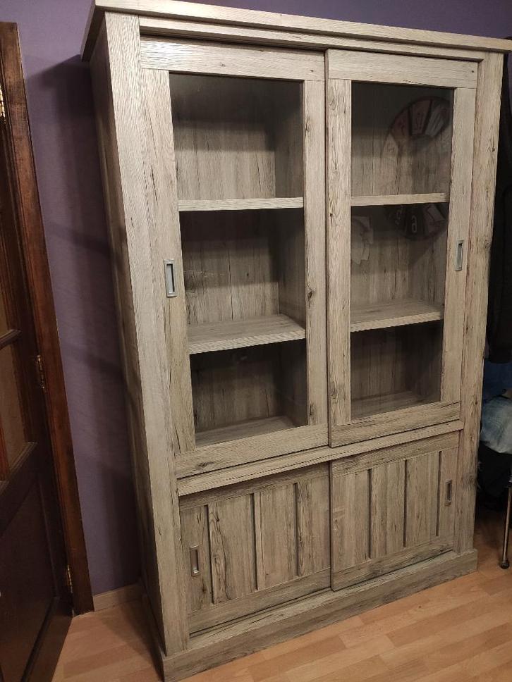 Salle à manger table vitrine dressoir 3 chaises, Maison & Meubles, Salles à manger complètes, Utilisé, Enlèvement