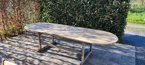 teaktafel tot 10 - 12 personen, Huis en Inrichting, Tafels | Eettafels, Zo goed als nieuw, 50 tot 100 cm, 200 cm of meer, Vijf personen of meer