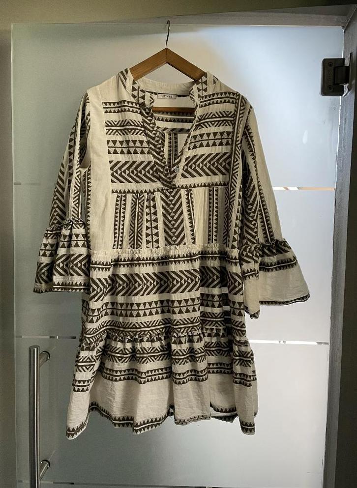 Senes - Zomerjurk, Kleding | Dames, Jurken, Zo goed als nieuw, Maat 38/40 (M), Beige, Knielengte, Ophalen of Verzenden