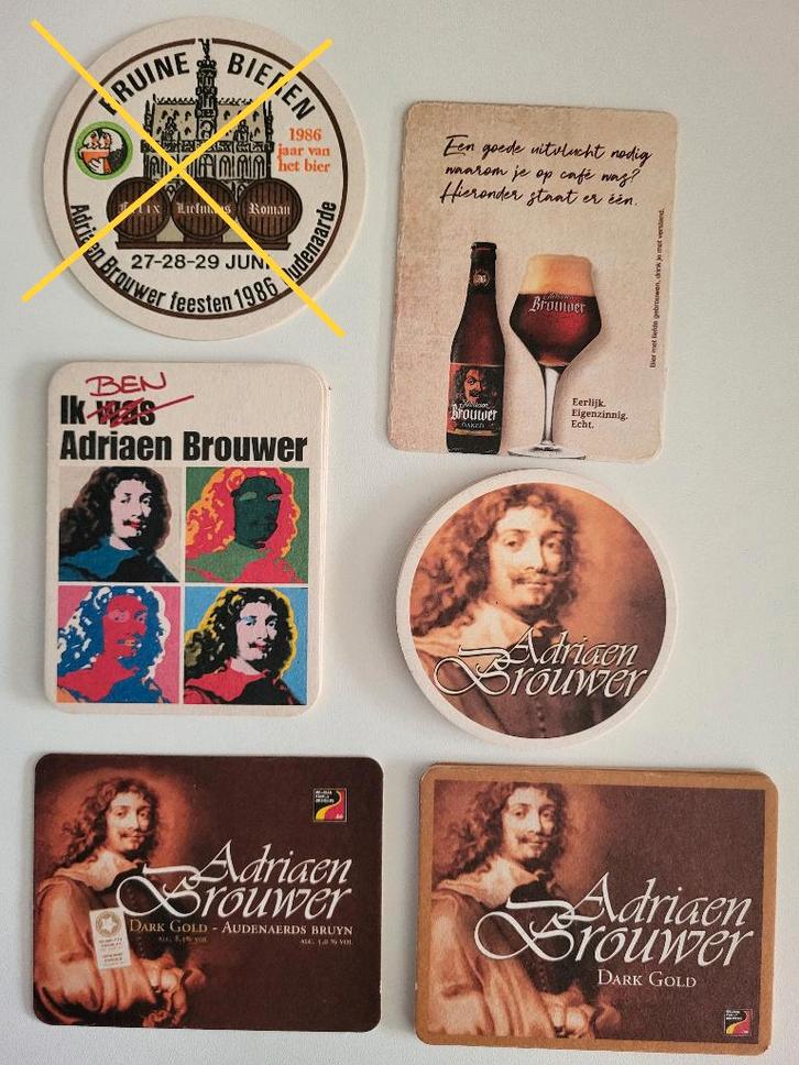 bierviltjes adriaen brouwer sloeber mater romy roman ename, Verzamelen, Biermerken, Zo goed als nieuw, Viltje(s), Overige merken