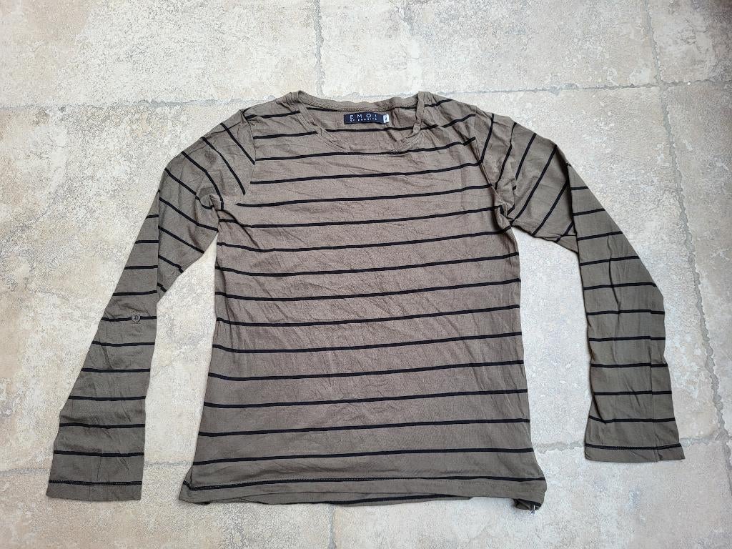 Stoere streepjes longsleeve mt 158-164, Kinderen en Baby's, Kinderkleding | Maat 158, Ophalen of Verzenden, Gebruikt, Jongen, Shirt of Longsleeve