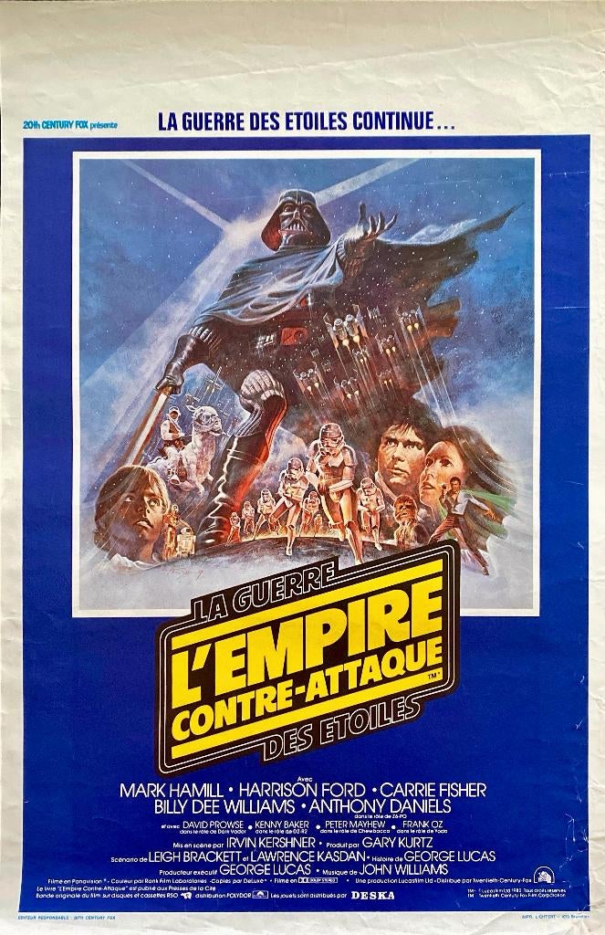 Affiche originale "L'Empire Contre-Attaque" Star Wars, Enlèvement ou Envoi, Rectangulaire vertical, A1 jusqu'à A3, Utilisé