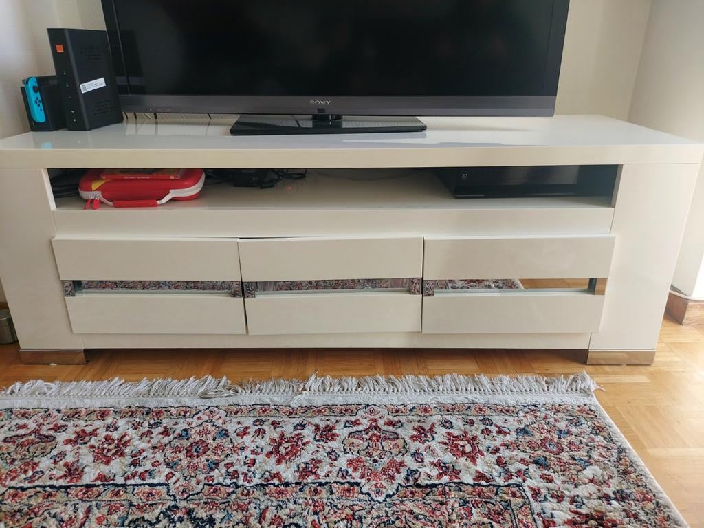 Meuble tv blanc laqué, Maison & Meubles, Enlèvement