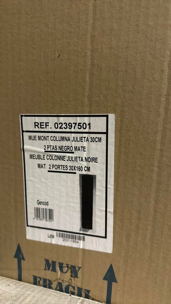 Meuble colonne de salle de bain noir mat laqué neuf, Maison & Meubles, Enlèvement, Neuf, Noir