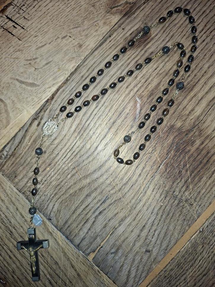 oude zwarte paternoster Lourdes, begin 1900, Antiquités & Art, Antiquités | Objets religieux, Enlèvement ou Envoi