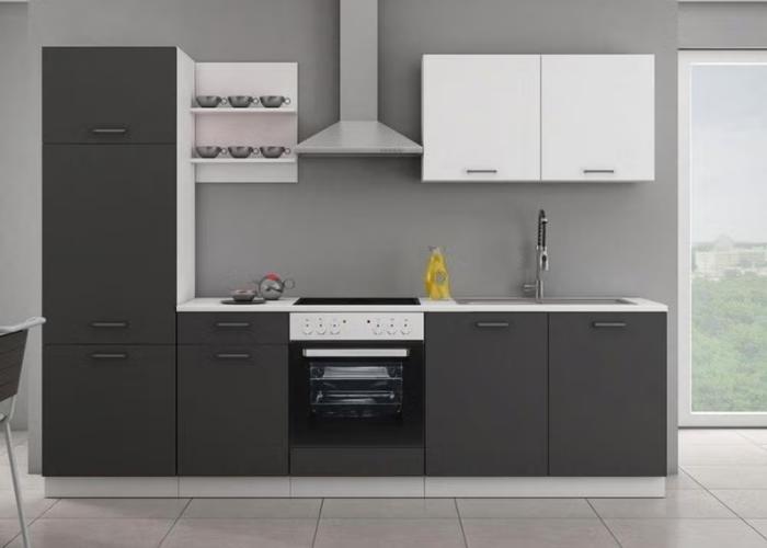 Complete Keukenblok + Werkblad 270 x 200 x 60cm, Enkelwandige keuken, Ophalen of Verzenden, Grijs, Graniet of Steen