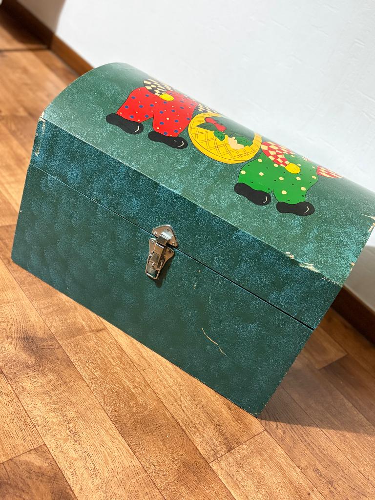 Vintage speelgoedkist groen – opbergkist – retro kinderkist, Ophalen