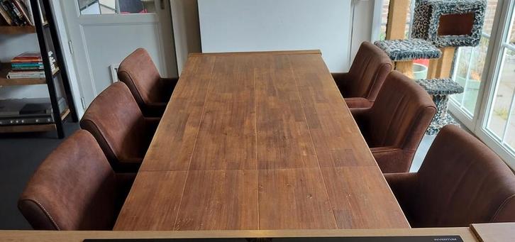 Mooie set van 6 Cognac Armstoelen, Maison & Meubles, Chaises, Cuir, Enlèvement