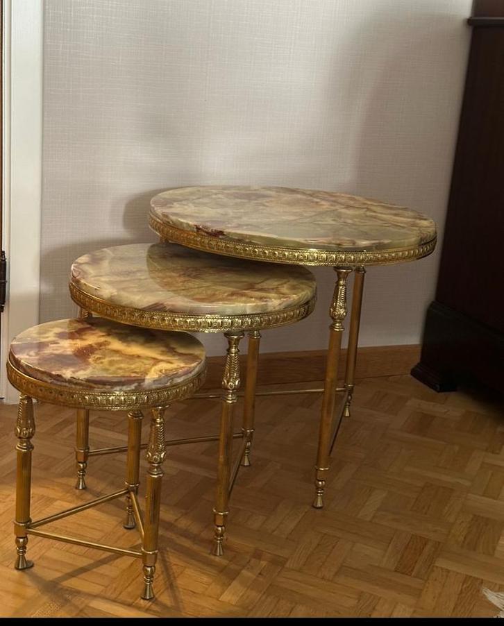 Marmeren bijzettafels, Huis en Inrichting, Tafels | Bijzettafels, Zo goed als nieuw, Ophalen