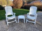Lot 2 chaises de jardin Allibert pliables + petite table, Tuin en Terras, Ophalen, Gebruikt, Plastic, Verstelbaar