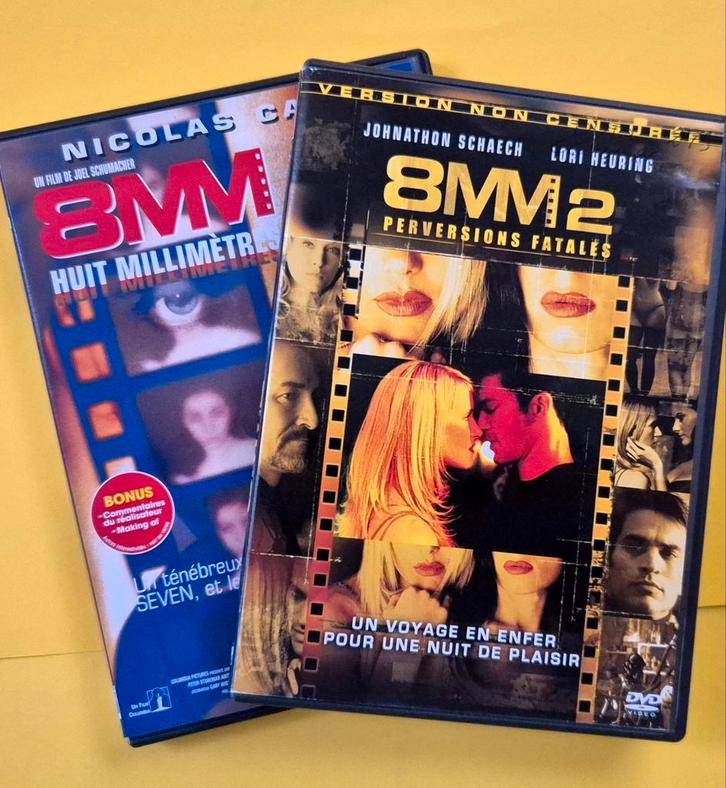 2x DVD 📀 8 mm 1 & 2 - Nicolas Cage 1998, CD & DVD, DVD | Thrillers & Policiers, Utilisé, Autres genres, À partir de 16 ans, Enlèvement ou Envoi
