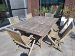 Tuintafel met stoelen, Tuin en Terras, Ophalen, Gebruikt, Rechthoekig, Hout