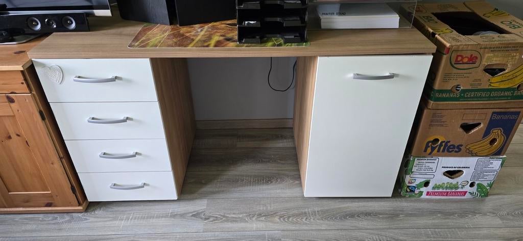 Bureau, Huis en Inrichting, Bureaus, Gebruikt, Bureau-kast combinatie, IKEA, Klassiek, Hout, Demontabel, Met lades, Ophalen