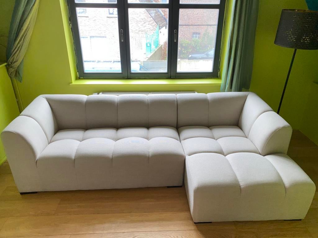 Jysk Allee Beige bank (L246), Huis en Inrichting, Ophalen, Minder dan 75 cm, Hoekbank, Driepersoons