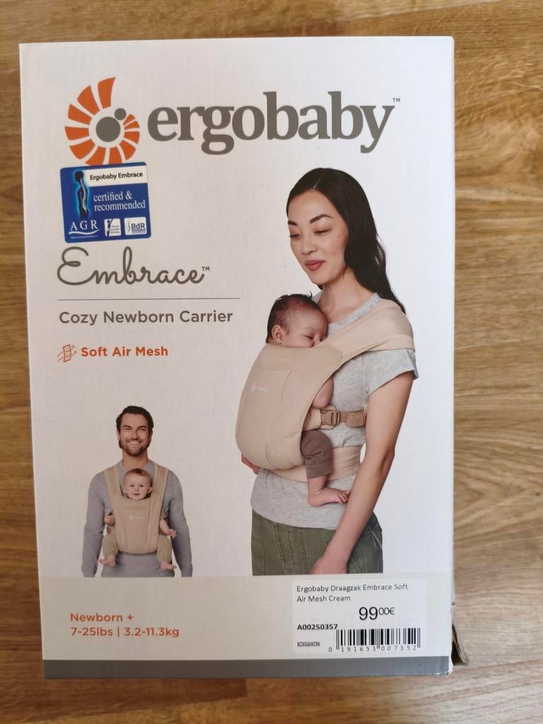 Draagzak Ergobaby Embrace newborn carrier (3,2kg-11,3kg), Ophalen, Draagzak
