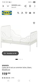 Lit blanc fille 80 cm sur 2m avec matelas évolutif, Matelas, 70 à 85 cm, Comme neuf, Enlèvement