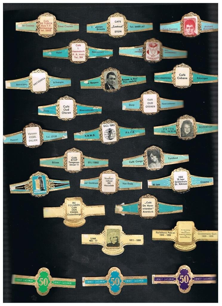 BANDES DE CIGARES FAISANT LA PUBLICITÉ D'ERNST CASIMIR, Collections, Envoi, Utilisé, Bagues de cigare