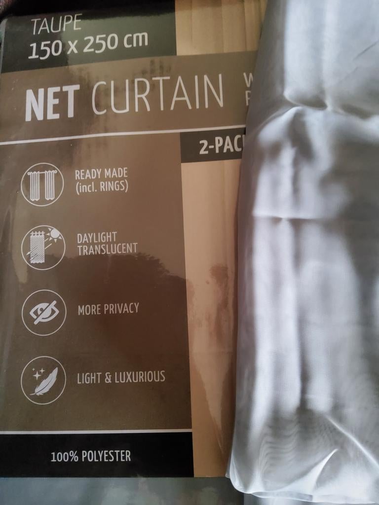 Voile Gordijnen, Huis en Inrichting, Stoffering | Gordijnen en Lamellen, Ophalen, Grijs