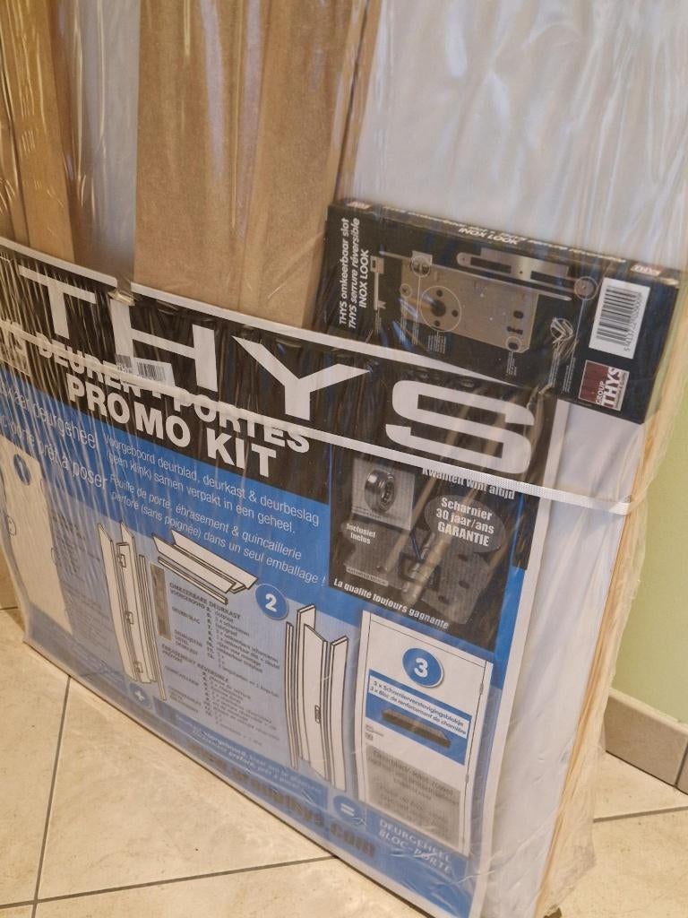 3 nieuwe schilderdeuren + omlijsting + slot, scharnieren, Doe-het-zelf en Bouw, Deuren en Vliegenramen, Ophalen, Minder dan 80 cm