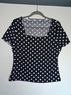 Top à pois noir et blanc L, Taille 42/44 (L), Manches courtes, Comme neuf, Noir