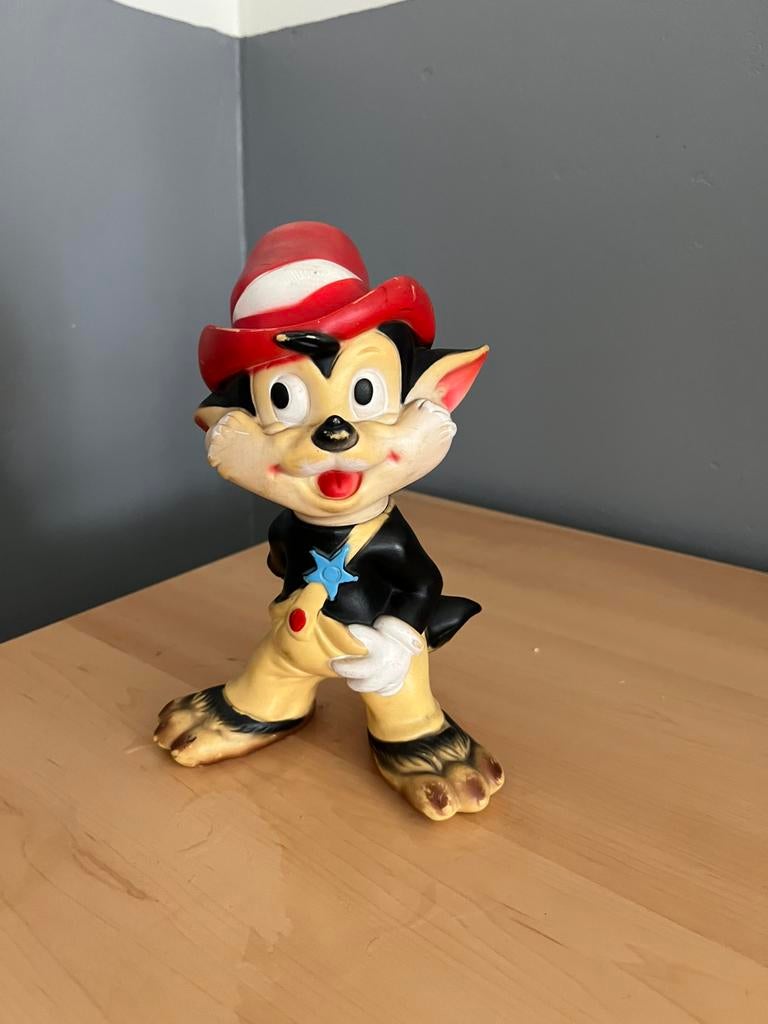 Wolfje Walt Disney Vintage rubber piepbeest jaren 60 izgst, Ophalen, Overige figuren, Zo goed als nieuw, Beeldje of Figuurtje