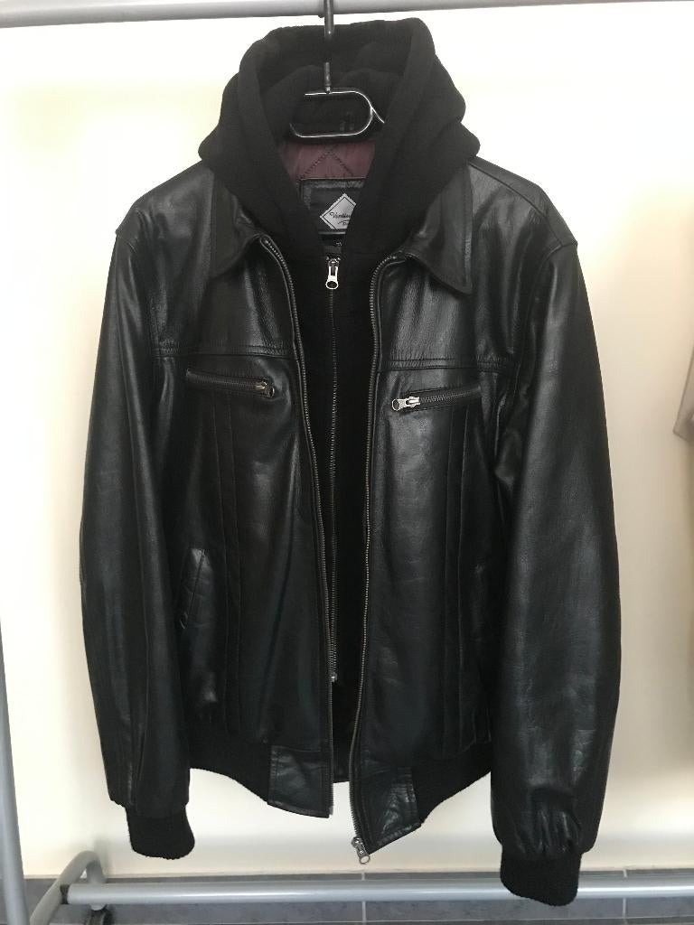 Veste - Blouson en cuir noir Ventiuno - Taille : M / Neuf !!, Kleding | Heren, Truien en Vesten, Ophalen, Maat 48/50 (M), Zwart