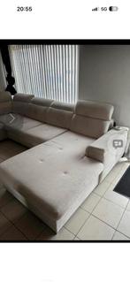 Grand canape d angle convertible en lit 2 p rangement, Enlèvement, Comme neuf, Blanc