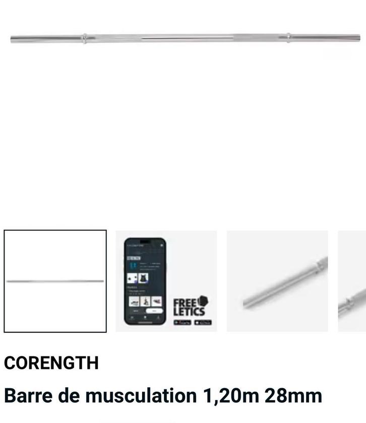 Barre de musculattion avec des poids, Sports & Fitness, Appareils de fitness, Comme neuf, Autres types, Bras, Jambes, Pectoraux