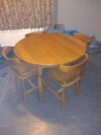 TABLE RONDE EN CHÊNE AVEC 4 CHAISES, Maison & Meubles, Tables | Tables à manger, Quatre personnes, Rond, Enlèvement, Utilisé