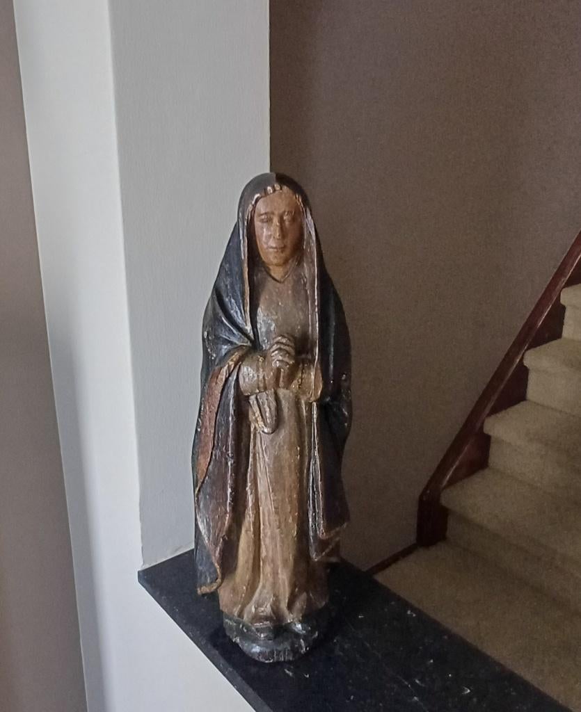 17e eeuws houten beeld, Antiek en Kunst, Ophalen, Handgemaakt, Hout, Beeld