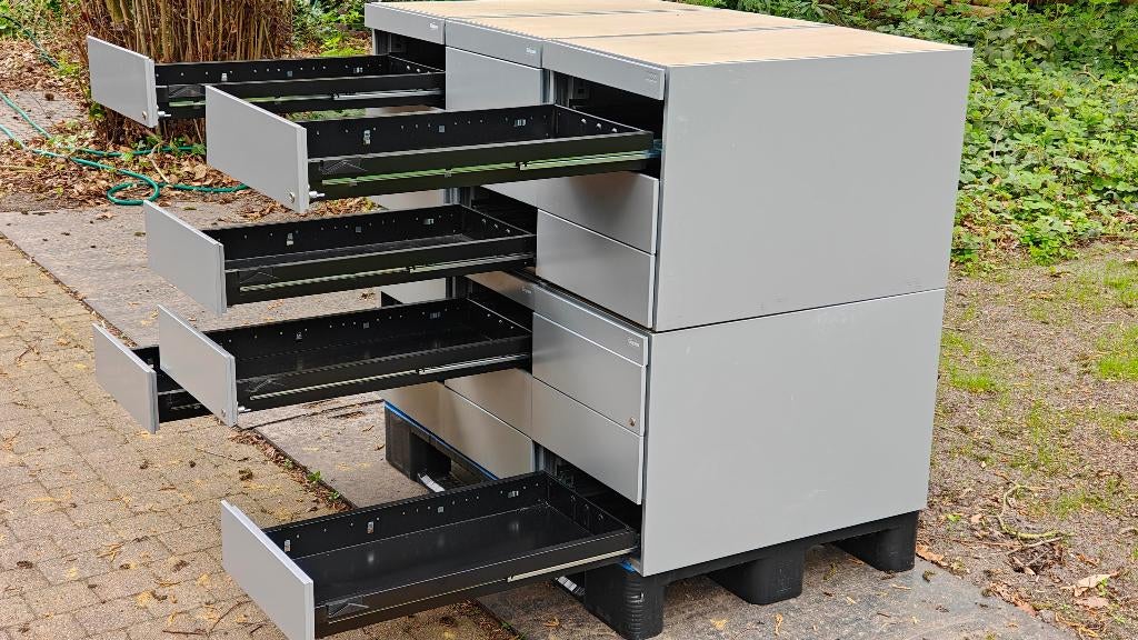 6 stalen ladeblokken voor bv gereedschap, werkbank, berging, Ophalen, Gebruikt