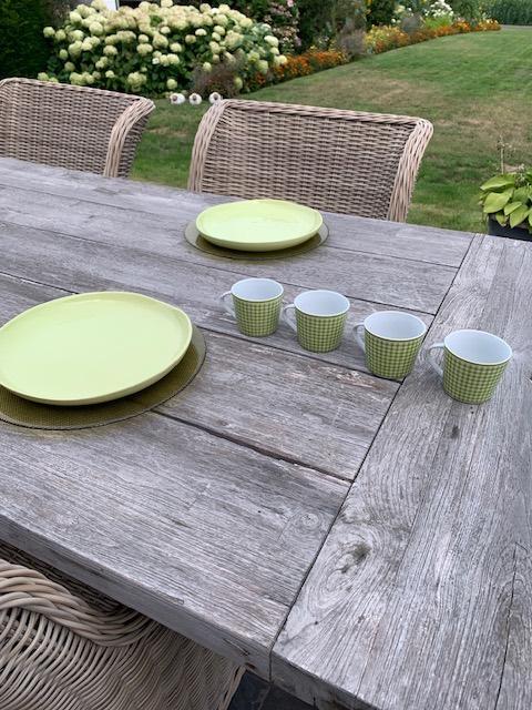 Set groene kopjes en bordjes (8-delig)- nieuwstaat, Maison & Meubles, Cuisine | Vaisselle, Enlèvement, Neuf