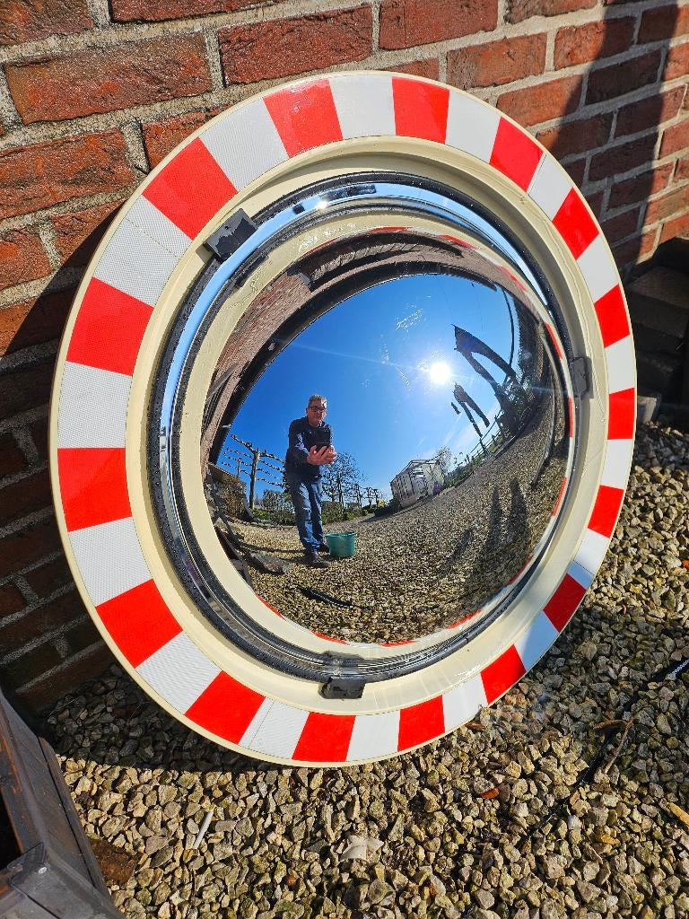 Verkeersspiegel rond 600mm acryl - grote kijkhoek, Huis en Inrichting, Woonaccessoires | Spiegels, Ophalen, Gebruikt, Rond, 75 tot 100 cm