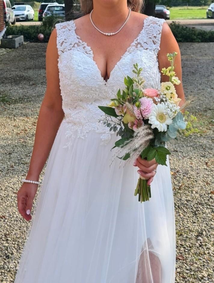 Trouwkleed Orea Sposa maat L, Kleding | Dames, Trouwkleding en Trouwaccessoires, Zo goed als nieuw, Trouwjurk, Wit, Ophalen
