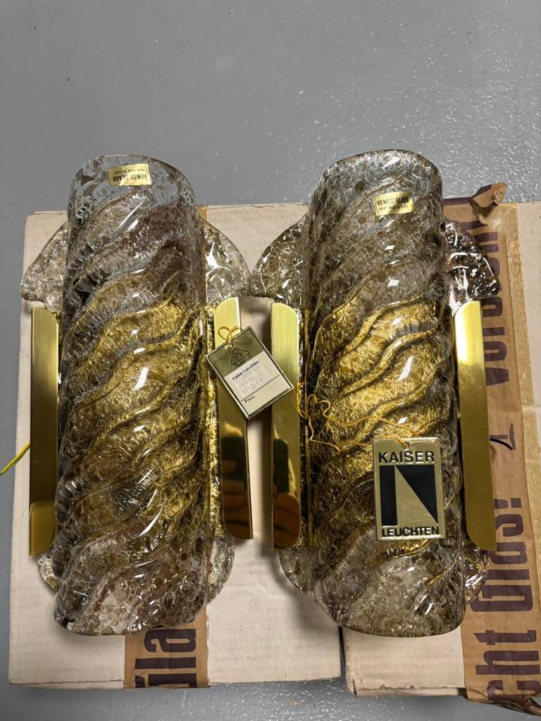 Nieuw in doos !! Set 2 Kaiser Leuchten wandlamp  Murano glas, Ophalen of Verzenden, Zo goed als nieuw