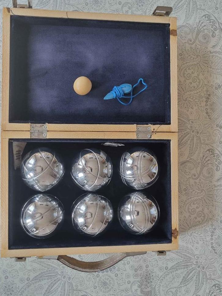 Jeu de Boules set in houten kist - 6 ballen, Sport en Fitness, Bowlen, Zo goed als nieuw, Overige typen, Ophalen