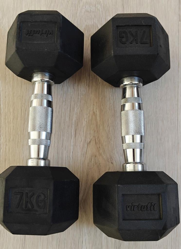 Zwarte Hexa dumbbell halter set 2x7kg, Ophalen, Zo goed als nieuw, Dumbbell