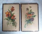 2 mooie ingelijste oude bloemen litho's gesigneerd C Klein, Enlèvement ou Envoi