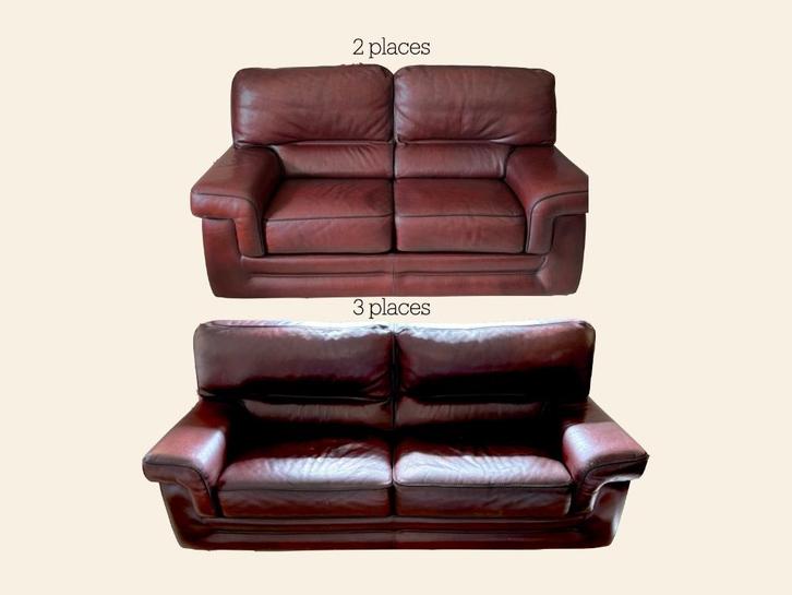 Deux divans en cuir - Bon état - À retirer sur place - BW, Huis en Inrichting, Fauteuils, Gebruikt, Leer, 125 cm of meer, 75 tot 100 cm
