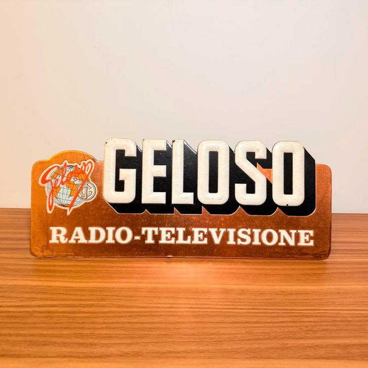 VINTAGE RECLAMEBORD RADIO TV GELOSO ORIGINEEL JAREN ’60, Verzamelen, Merken en Reclamevoorwerpen, Gebruikt, Reclamebord, Verzenden