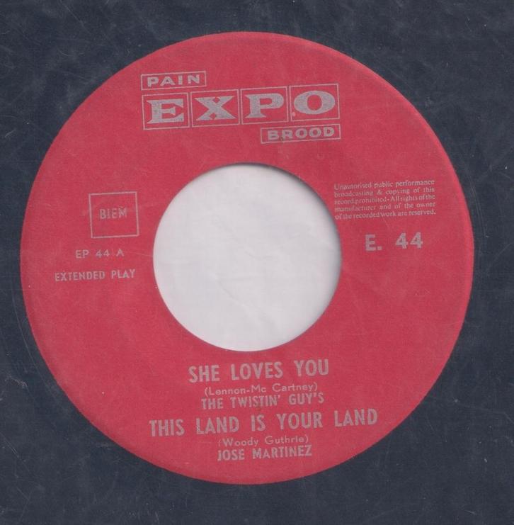 The Twistin’ Guy’s – She loves you / I want to hold your han, Cd's en Dvd's, Vinyl Singles, Gebruikt, EP, Pop, 7 inch, Ophalen of Verzenden