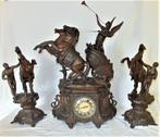 Belle et grande horloge régule antique et 2 Statues, Antiquités & Art, Antiquités | Horloges, Enlèvement ou Envoi