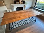 Eettafel onderstel in zwart metaal met rechthoekig blad teak, Huis en Inrichting, Tafels | Eettafels, Ophalen, 50 tot 100 cm, Vijf personen of meer