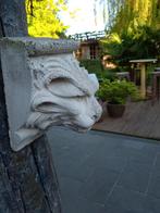 Deux têtes de lion en pierre blanche, Jardin & Terrasse, Statues de jardin, Comme neuf, Pierre, Enlèvement ou Envoi