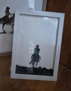Aquarel paard met ruiter - Geel - Putte, Ophalen of Verzenden